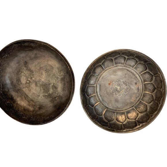 VTG Handcrafted Tibetan Insense Metal Bowl With Lid Enamel 8 X 5 B9033 Trinket - Picture 4 of 13